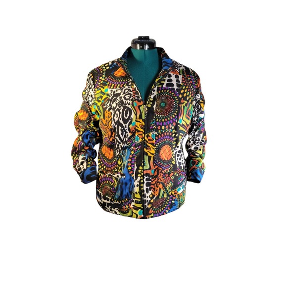 Erin London Colorful Zip‎ Up Jacket Ruched Sleeves Fully Lined Size M - Picture 1 of 10